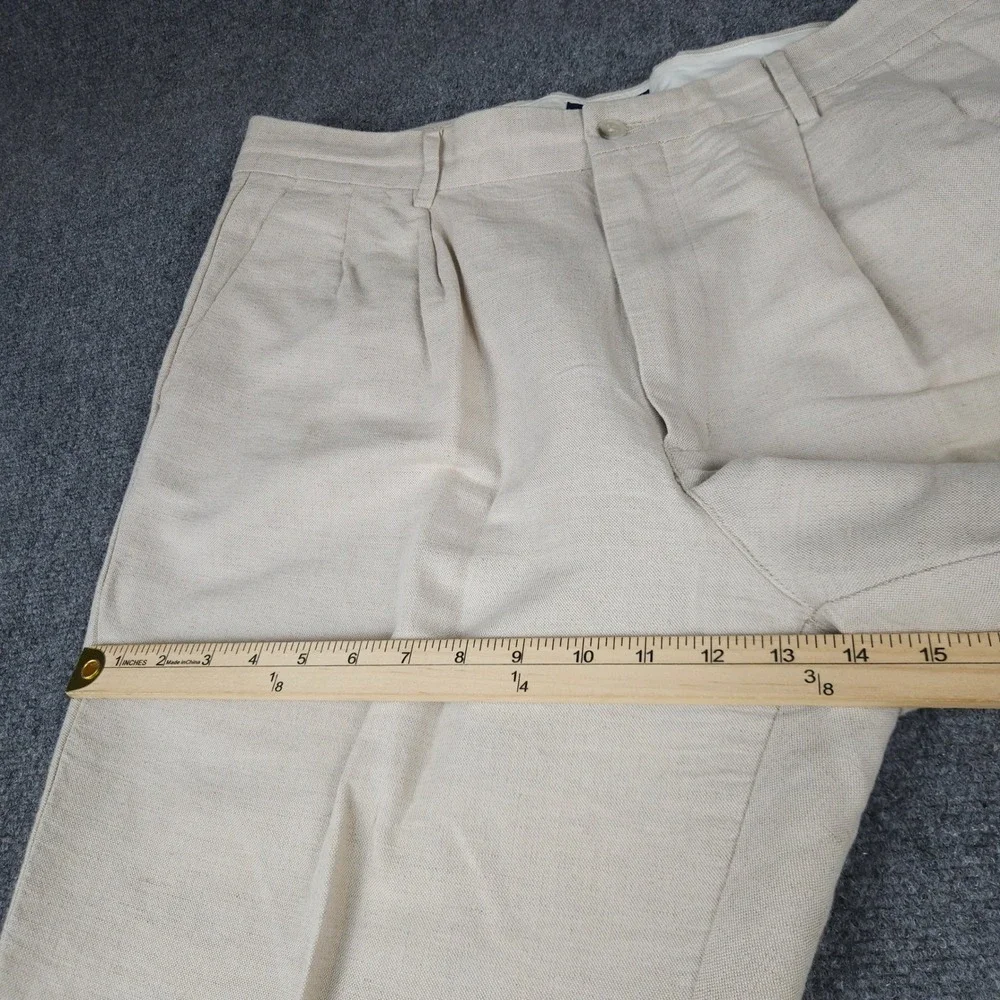Club Room Mens Pleated Linen Cotton Blend Trousers Beige Oatmeal 38/29 DressPant